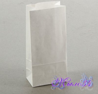 Пакет крафт бумажный фасовочный, белый, прямоугольное дно 8 х 5 х 17 см