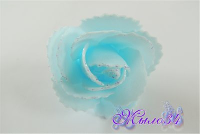 Роза из фоамирана, с блестками, голубой, 5.5 см, шт
