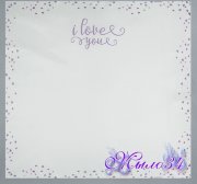 Пленка прозрачная матовая Сердечки, фиолетовый, 60*60 см