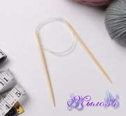 Спицы для вязания круговые, бамбук пластик леска 14/80 см d3.5 мм